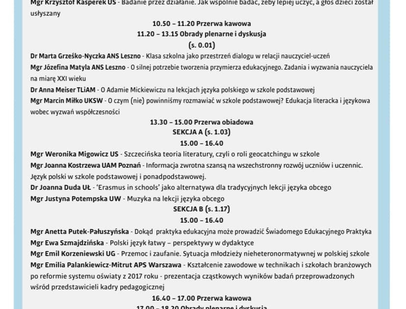 zdjęcie przedstawia treść programu konferencyjnego